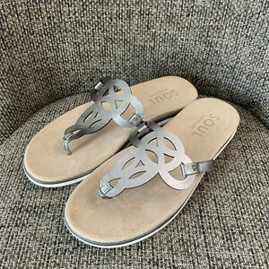 SOUL Naturalizer Janice Pewter Thong Sandals‎ Size 9.5